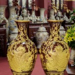 Bảo bình dát vàng men nâu
