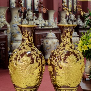Bảo bình dát vàng men nâu