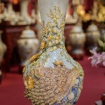 Lọ tỏi men rạn vẽ vàng 24k