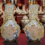 Lọ tỏi men rạn vẽ vàng 24k