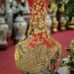 Lọ tỏi men đỏ vẽ vàng 24k